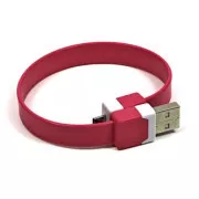 Logo Kabel USB (2.0), USB A moški - microUSB moški, 0,25 m, roza, blister, zapestnica, SELL