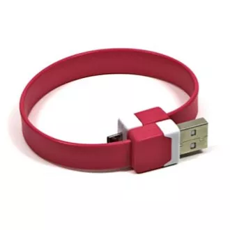 Logo Kabel USB (2.0), USB A moški - microUSB moški, 0,25 m, roza, blister, zapestnica, SELL