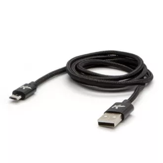 Logo Kabel USB (2.0), USB A moški - microUSB moški, 2 m, 480 Mb/s, 5V/1A, črn, škatla, najlonski oplet, aluminijast pokrov priključka