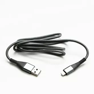 Logo Kabel USB (2.0), USB A moški - Apple Lightning moški, 1 m, certifikat MFi, 5 V/2,4 A, srebrn, škatla, najlonski oplet, hli