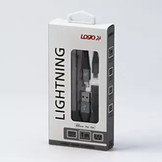 Logo Kabel USB (2.0), USB A moški - Apple Lightning moški, 1 m, certifikat MFi, 5 V/2,4 A, srebrn, škatla, najlonski oplet, hli
