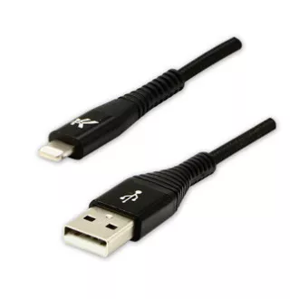 Logo Kabel USB (2.0), USB A moški - Apple Lightning moški, 1 m, certifikat MFi, 5 V/2,4 A, črn, škatla, najlonski oplet, aluminij