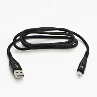 Logo Kabel USB (2.0), USB A moški - Apple Lightning moški, 1 m, certifikat MFi, 5 V/2,4 A, črn, škatla, najlonski oplet, aluminij