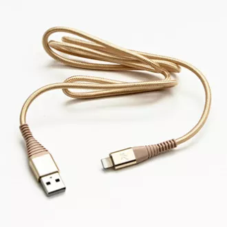 Logo Kabel USB (2.0), USB A moški - Apple Lightning moški, 1 m, certifikat MFi, 5 V/2,4 A, zlat, škatla, najlonski oplet, aluminij