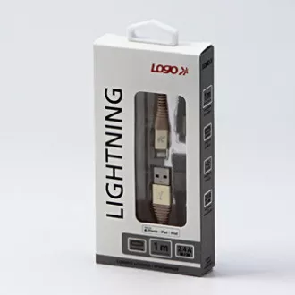 Logo Kabel USB (2.0), USB A moški - Apple Lightning moški, 1 m, certifikat MFi, 5 V/2,4 A, zlat, škatla, najlonski oplet, aluminij