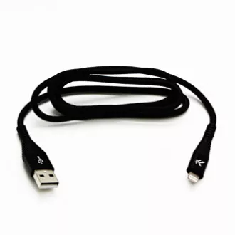Logo Kabel USB (2.0), USB A moški - Apple Lightning moški, 2 m, certifikat MFi, 5 V/2,4 A, črn, škatla, najlonski oplet, aluminij