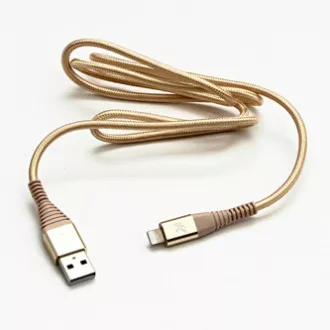 Logo Kabel USB (2.0), USB A moški - Apple Lightning moški, 2 m, certifikat MFi, 5 V/2,4 A, zlat, škatla, najlonski oplet, aluminij