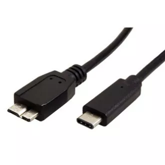 Kabel USB (3.0), USB C moški - USB micro B moški, 0,5 m, okrogel, črn, plastična vrečka