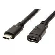 Podaljševalni kabel USB (3.1), USB C moški - USB C ženski, 1 m, črn, plastična vrečka