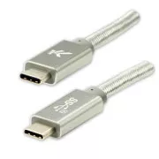 Logo Kabel USB (3.2 gen 2), USB C moški - USB C moški, 1 m, Power Delivery 100W, 10 Gb/s, 20V/5A, srebrn, škatla, najlonski oplet