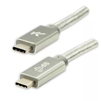 Logo Kabel USB (3.2 gen 2), USB C moški - USB C moški, 1 m, Power Delivery 100W, 10 Gb/s, 20V/5A, srebrn, škatla, najlonski oplet