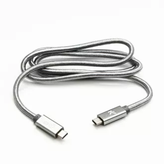 Logo Kabel USB (3.2 gen 2), USB C moški - USB C moški, 1 m, Power Delivery 100W, 10 Gb/s, 20V/5A, srebrn, škatla, najlonski oplet