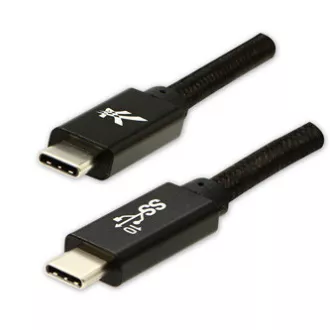 Logotip Kabel USB (3.2 gen 2), USB C moški - USB C moški, 1 m, Power Delivery 100 W, 10 Gb/s, 20 V/5 A, črn, škatla, najlonski oplet,