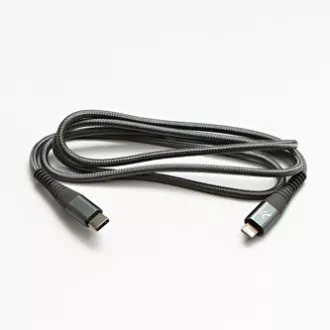 Logo Kabel USB (2.0), USB C moški - Apple Lightning moški, 1 m, certifikat MFi, 5V/3A, srebrn, škatla, najlonski oplet, aluminij
