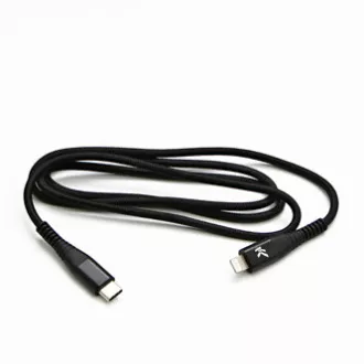 Logo Kabel USB (2.0), USB C moški - Apple Lightning moški, 1 m, certifikat MFi, 5V/3A, črn, škatla, najlonski oplet, aluminij