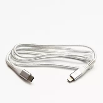 Logo Kabel USB (2.0), USB C moški - Apple Lightning moški, 1 m, certifikat MFi, 5V/3A, bel, škatla, najlonski oplet, aluminij