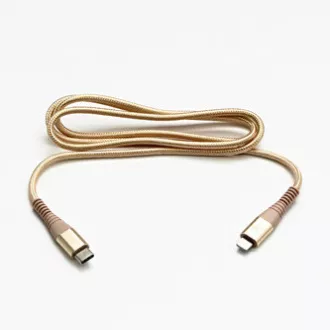Logo Kabel USB (2.0), USB C moški - Apple Lightning moški, 1 m, certifikat MFi, 5V/3A, zlati, škatla, najlonski oplet, aluminij