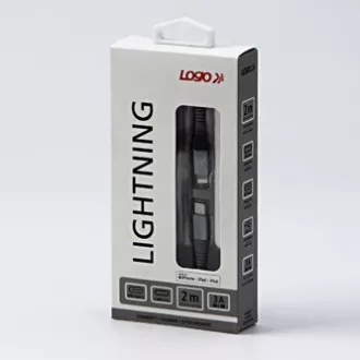 Logo Kabel USB (2.0), USB C moški - Apple Lightning moški, 2 m, certifikat MFi, 5V/3A, srebrn, škatla, najlonski oplet, aluminij