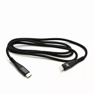 Logo Kabel USB (2.0), USB C moški - Apple Lightning moški, 2 m, certifikat MFi, 5V/3A, črn, škatla, najlonski oplet, aluminij