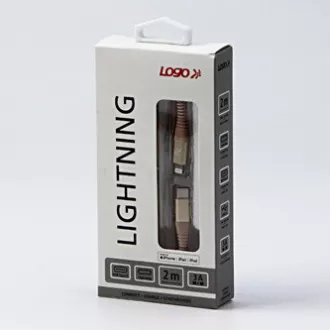 Logo Kabel USB (2.0), USB C moški - Apple Lightning moški, 2 m, certifikat MFi, 5V/3A, zlati, škatla, najlonski oplet, aluminij