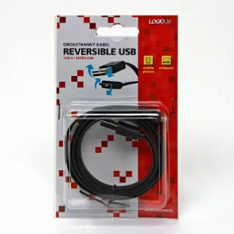 Logotip Kabel USB (2.0), USB A moški reverzibilen - microUSB moški reverzibilen, 1 m, reverzibilen, črn, blister, SELL