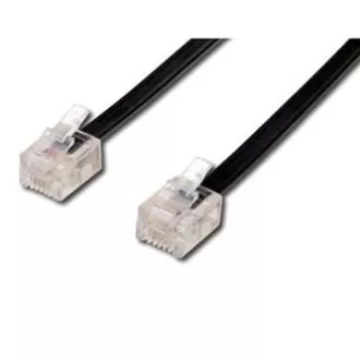 Telefonski kabel 4 žile, RJ11 moški - RJ11 moški, 6 m, črn, za ADSL modem, varčen