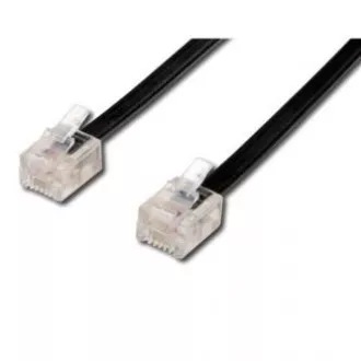 Telefonski kabel 4 žile, RJ11 moški - RJ11 moški, 10 m, črn, za ADSL modem, varčen