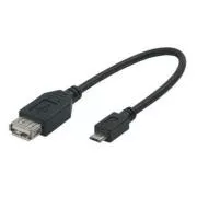Kabel USB (2.0), microUSB moški - USB A ženski, 0,2 m, OTG, črn, V PRODAJI