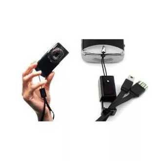 Logotip Kabel USB (2.0), USB A moški - miniUSB moški, 0,3 m, črn, zanka za fotoaparat, PRODAJA