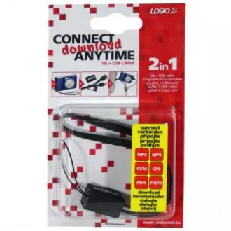 Logotip Kabel USB (2.0), USB A moški - miniUSB moški, 0,3 m, črn, zanka za fotoaparat, PRODAJA