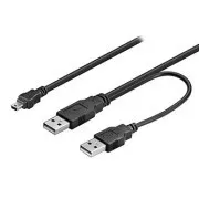 Logo Kabel USB (2.0), 2x USB A moški - miniUSB moški, 0,6 m, črn, blister, IZPREDAJ