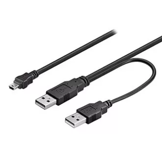 Logo Kabel USB (2.0), 2x USB A moški - miniUSB moški, 0,6 m, črn, blister, IZPREDAJ