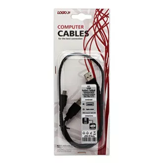 Logo Kabel USB (2.0), 2x USB A moški - miniUSB moški, 0,6 m, črn, blister, IZPREDAJ