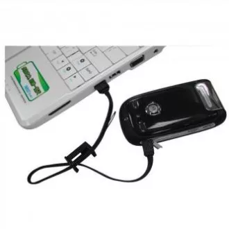 Logotip Kabel USB (2.0), USB A moški - microUSB moški, 0,3 m, črn, zanka za fotoaparat/MP3 predvajalnik, PRODAJA