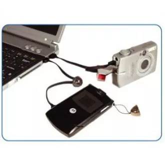 Logotip Kabel USB (2.0), USB A moški - microUSB moški, 0,3 m, črn, zanka za fotoaparat/MP3 predvajalnik, PRODAJA