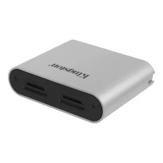 Kingstonov čitalnik pomnilniških kartic USB (3.2), Workflow Dual-Slot microSDHC/SDXC UHS-II, micro SD, zunanji, srebrn