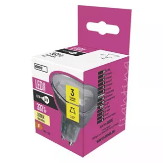 LED-žarnica EMOS Lighting GU10, 220–240 V, 3 W, 345 lm, 3000 K, toplo bela, 30.000 ur, Classic MR16 52 × 50 × 50 mm LED-žarnica EMOS Lighting GU10, 220–240 V, 3 W, 345 lm, 3000 K, toplo bela, 30.000 ur, Classic MR16 52 × 50 × 50 mm