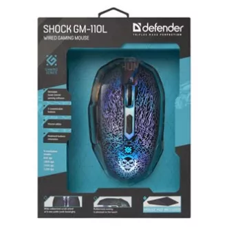 Defender Shock GM-110L Žična miška, črna, 3200DPI