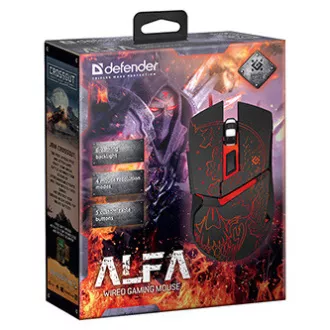 Defender Alpha GM-703L Žična miška, črna, 3200DPI