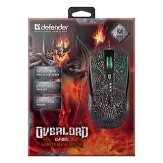 Žična miška Defender OverLord GM-890, črna, 3200DPI