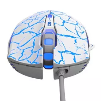 E-blue Mazer Pro miška žična, belo-modra, 2500DPI, e-box