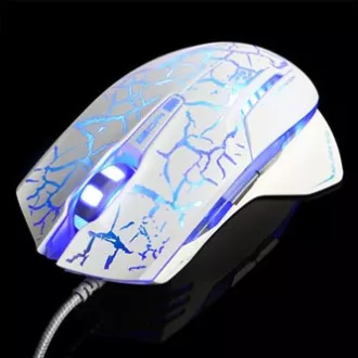 E-blue Mazer Pro miška žična, belo-modra, 2500DPI, e-box