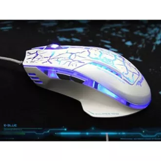E-blue Mazer Pro miška žična, belo-modra, 2500DPI, e-box