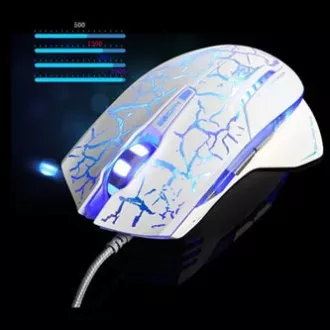 E-blue Mazer Pro miška žična, belo-modra, 2500DPI, e-box