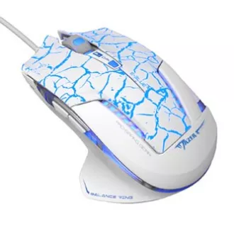 E-blue Mazer Pro miška žična, belo-modra, 2500DPI