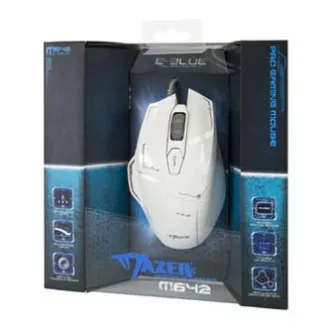 E-blue Mazer miška žična, bela, 2500DPI