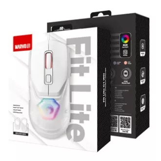 Žična miška Marvo FIT LITE G1, bela, 12000DPI,   DARILO