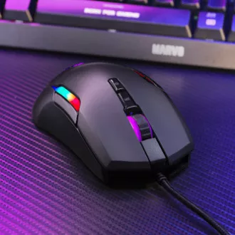 Žična miška Marvo G945, črna, 10000DPI