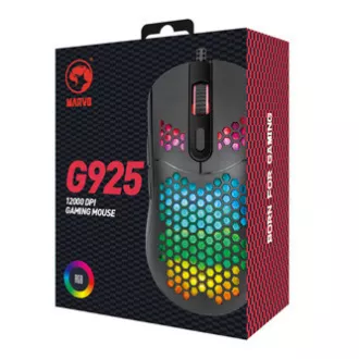Žična miška Marvo G925, črna, 12000DPI