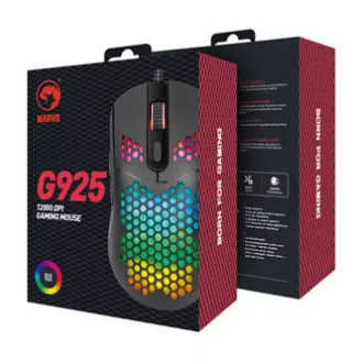 Žična miška Marvo G925, črna, 12000DPI